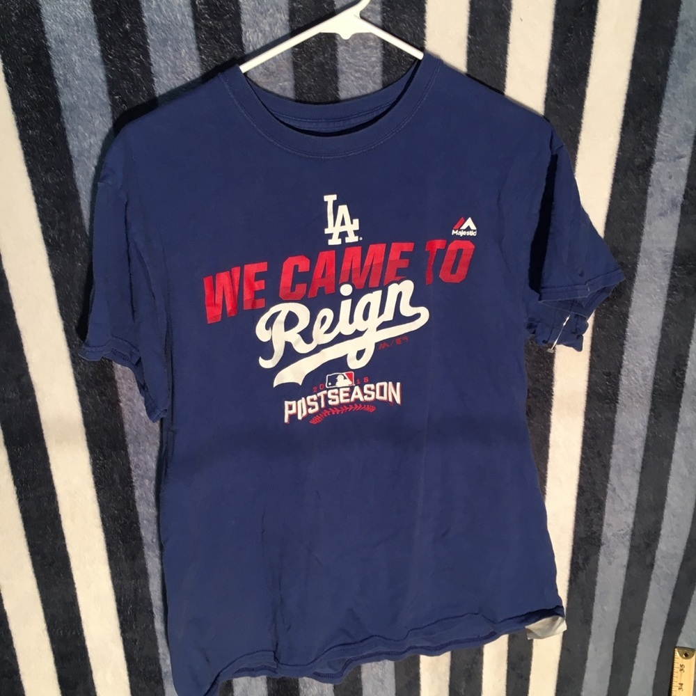 Blue LA Dodgers Majestic T Shirt - Size Medium